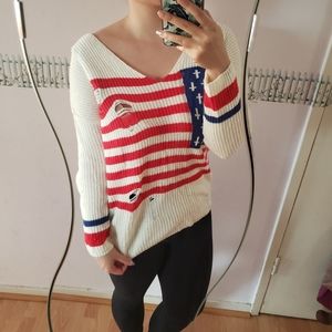 American knit distressed sweater